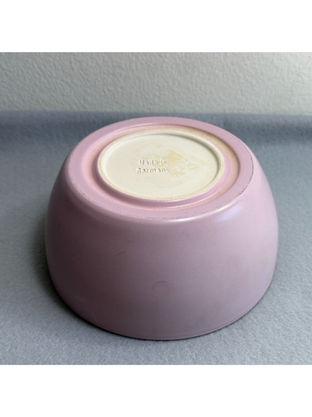 Vintage Pink And Gray Stoneware Ceramic 7” Serving Bowl Fruit Bowl/ Made In Germ - Picture 13 of 13